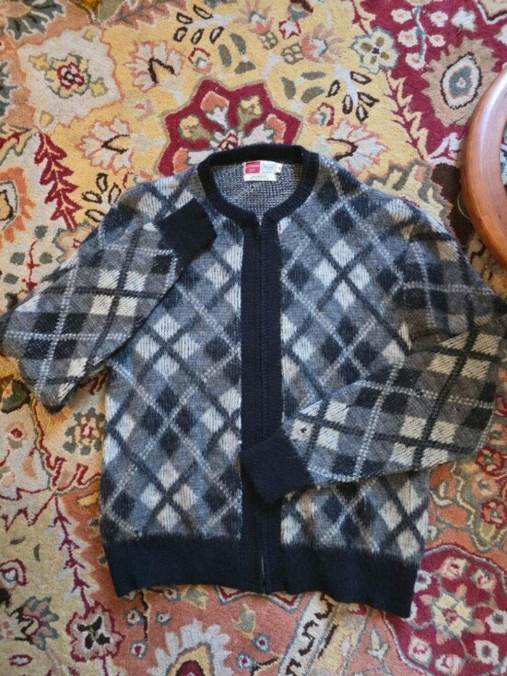 Vintage 1960's Milwaukee Knit Wool/Mohair Zip Cardigan size XL